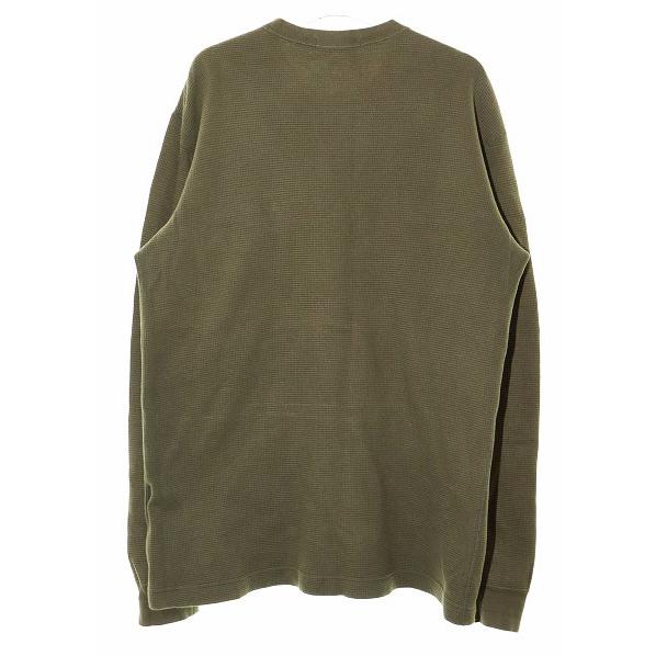 【中古】アベイシングエイプ A BATHING APE THERMAL LONG SLEEVE TEE KHAKI L サーマル ロング Tシャツ ロゴ ワッペン A BATHING APE（アベイシングエイプ） A BATHING APE THERMAL LONG