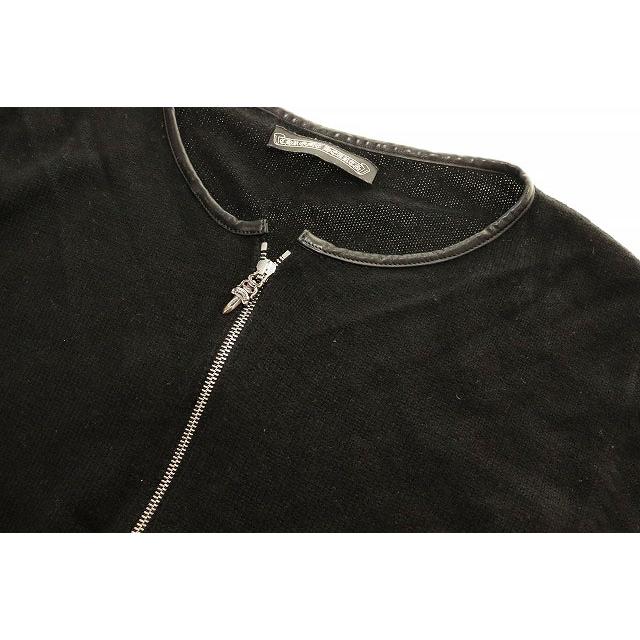 クロムハーツ サイズ:M レザーパイピングハーフジップカシミアニット 中古 GZ11 CHROME HEARTS（クロムハーツ） レザーパイピング ダガー ハーフジップ