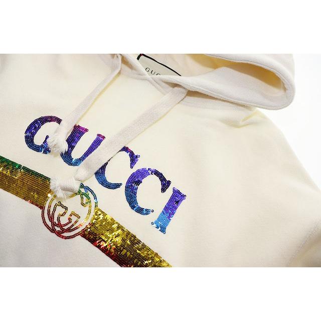 グッチ GUCCI スパンコールロゴ プルオーバー スウェット フーディ Mサイズ 469251-XJASC パーカー ホワイト ☆AA★260320 メンズ_2