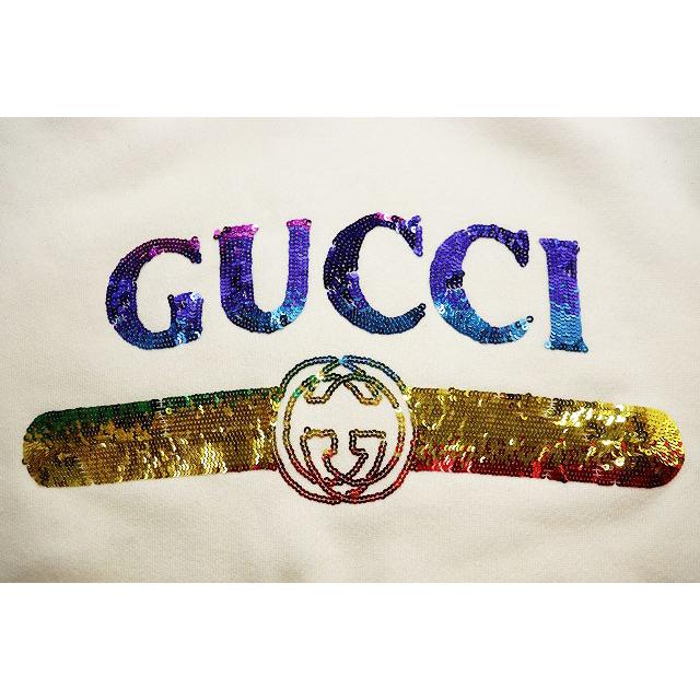 グッチ GUCCI スパンコールロゴ プルオーバー スウェット フーディ Mサイズ 469251-XJASC パーカー ホワイト ☆AA★260320 メンズ_5