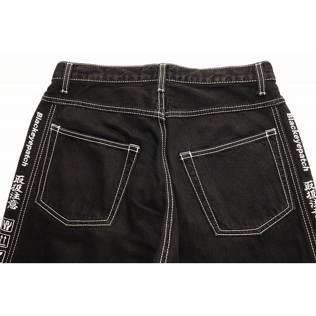 BlackEyePatch 黒眼帯 刺繍 太め 30 デニム ブラックアイパッチ ブラックアイパッチ THE BLACK EYE PATCH HANDLE WITH CARE DENIM