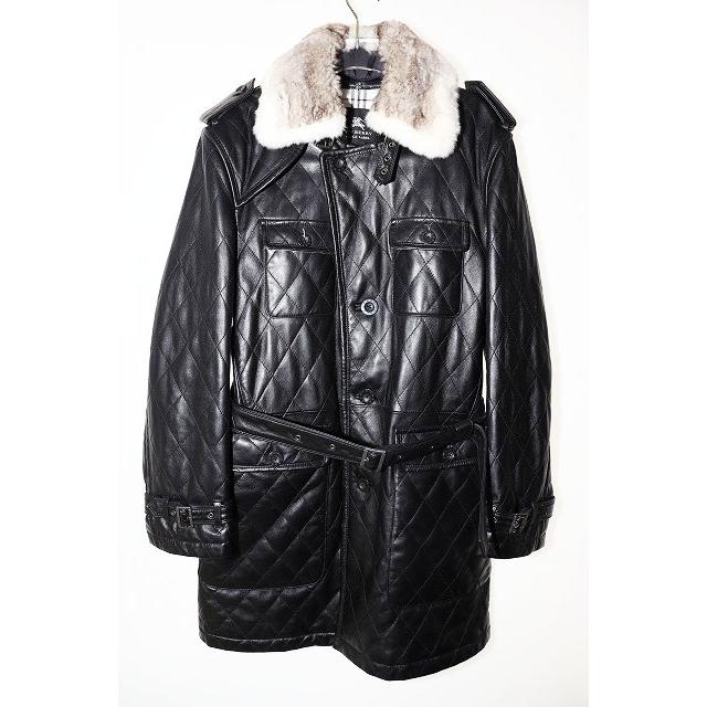 バーバリーブラックレーベル黒レザージャケット ファー付き バーバリーブラックレーベル黒レザージャケット ファー付き BURBERRY