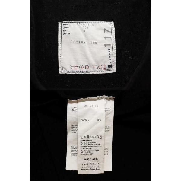 サカイ sacai 20AW EINSTEIN T-SHIRT BLACK サイズ 3 20-0117S 