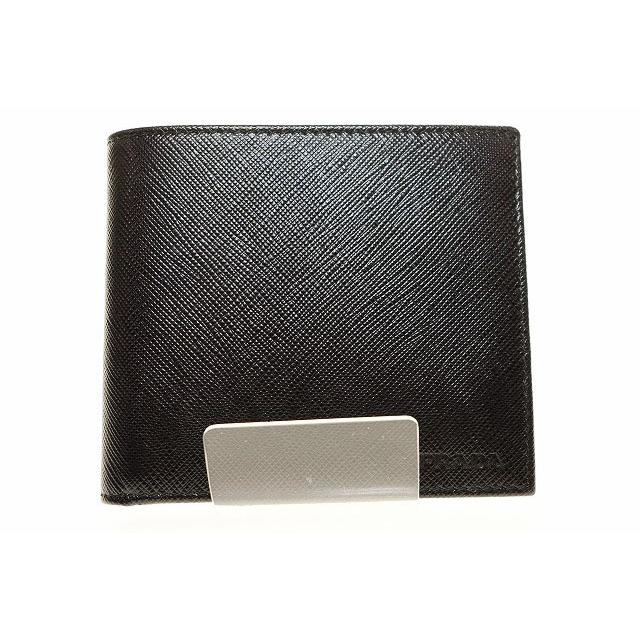 PRADA サフィアーノ 二つ折り財布 札入れ 2MO513 ブラック レザー PRADA（プラダ） 札入れ 2MO513 二つ折り 財布 型押しレザー