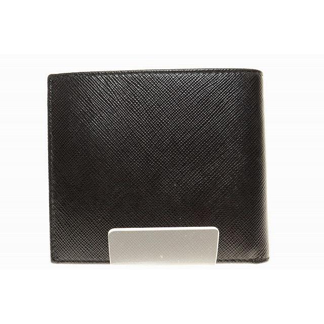 PRADA サフィアーノ 二つ折り財布 札入れ 2MO513 ブラック レザー PRADA（プラダ） 札入れ 2MO513 二つ折り 財布 型押しレザー