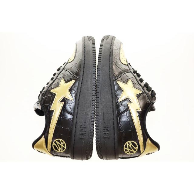 アベイシングエイプ A BATHING APE BAPESTA 24KARATS BLACK 28.5cm ベイプスタ 24カラッツ コラボ レザー スニーカー ブラック ▲■260502の画像