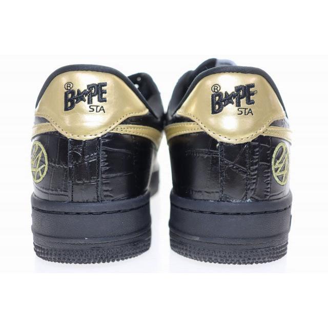 アベイシングエイプ A BATHING APE BAPESTA 24KARATS BLACK 28.5cm ベイプスタ 24カラッツ コラボ レザー スニーカー ブラック ▲■260502の画像
