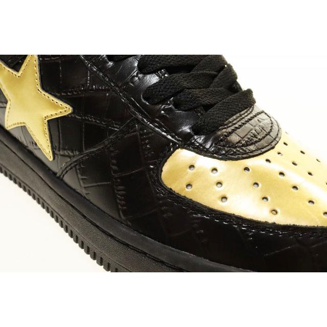 アベイシングエイプ A BATHING APE BAPESTA 24KARATS BLACK 28.5cm ベイプスタ 24カラッツ コラボ レザー スニーカー ブラック ▲■260502の画像
