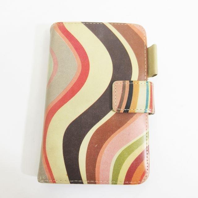 300円 21新発 中古 ポールスミス Paul Smith 手帳カバー 6穴 バインダー カードスロット付き 波柄 マルチカラー 0404 Rrr メンズ レディース