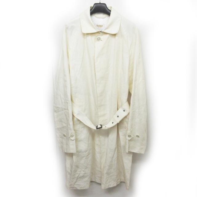 中古 マッキントッシュフィロソフィー Mackintosh Philosophy Herdmans ステンカラーコート ジャケット リネン ロング ベルト付 白 ホワイト 42 L メンズ 注目の福袋をピックアップ