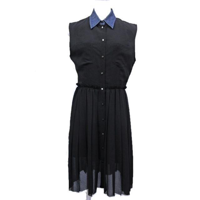 たしろ屋 DIESEL BLACK GOLD ノースリーブプリーツ切替ワンピース M 黒