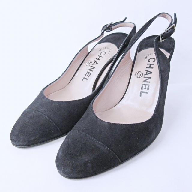 シャネル CHANEL パンプス バックストラップ ココマーク スウェード