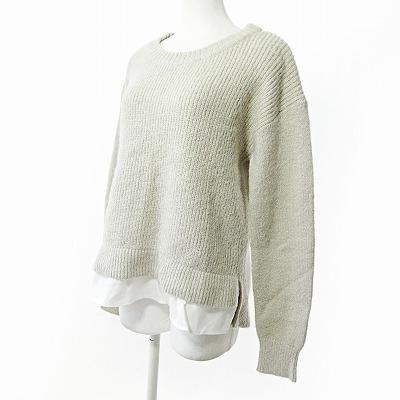 ロペピクニック ROPE Picnic 美品 ニット セーター カットソー 長袖 アルパカ混 ラメ フェイクレイヤード グレー 38 1212 レディース｜vectorpremium｜02