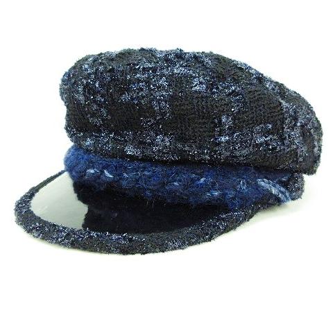 シャネル CHANEL 美品 ツイード キャスケット 帽子 ハット ココマーク 