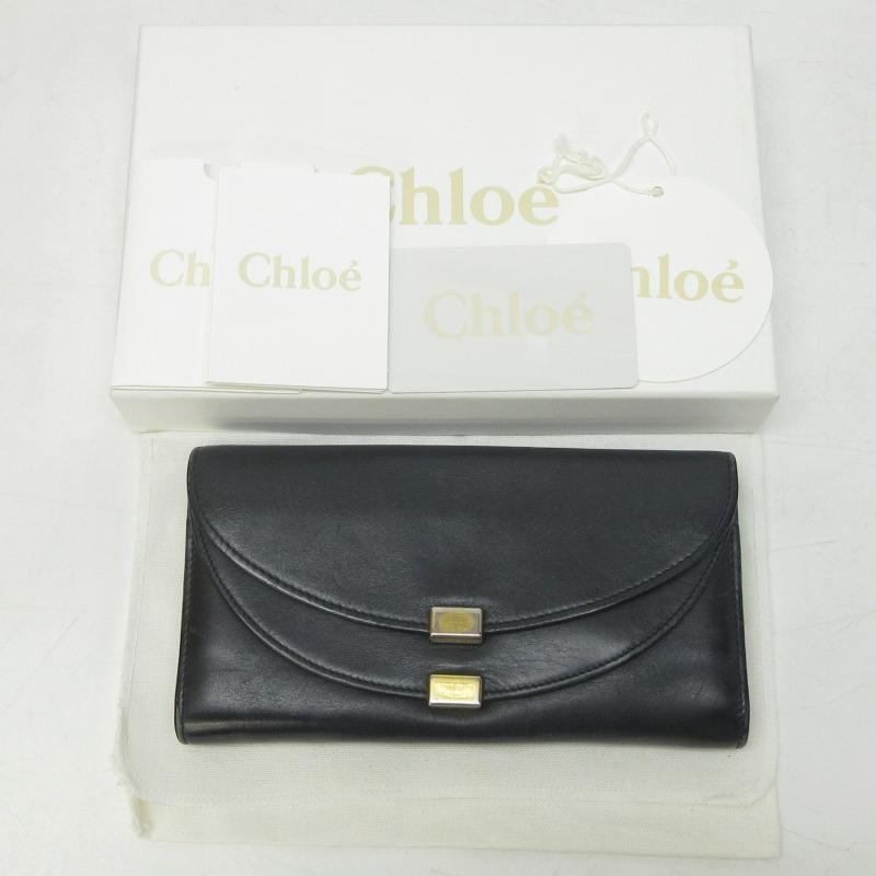 クロエ CHLOE ジョージア 長財布 ロングウォレット レザー Wフラップ デザイン 黒 紺 ブラック ネイビー 系 ■GY14 0419 レディース｜vectorpremium｜09