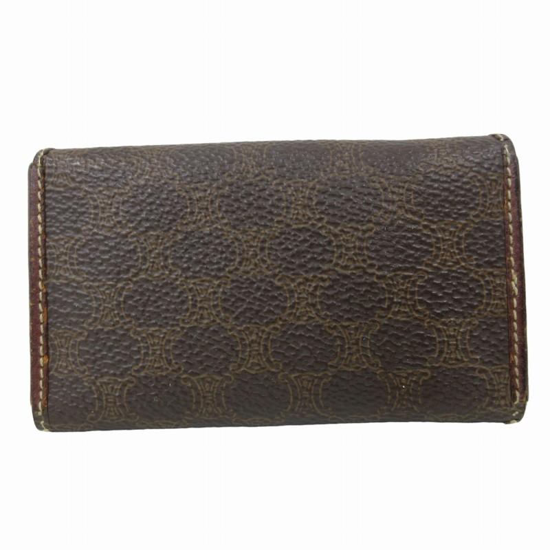 CELINE セリーヌ キーケース レザー マカダム ロゴ型押し 茶 CELINE セリーヌ キーケース レザー マカダム ロゴ型押し 茶