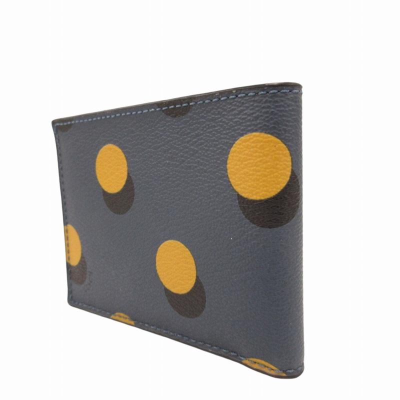 COACH（コーチ） 二つ折り財布 ウォレット レザー ドット柄 紺