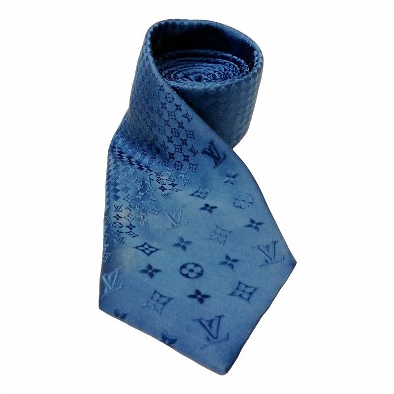 タグ付き】ルイヴィトン ネクタイ ブルー シルク 総柄
