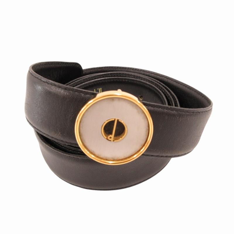 ダンヒル dunhill レザーベルト ロゴゴールド金具 イングランド製 38 