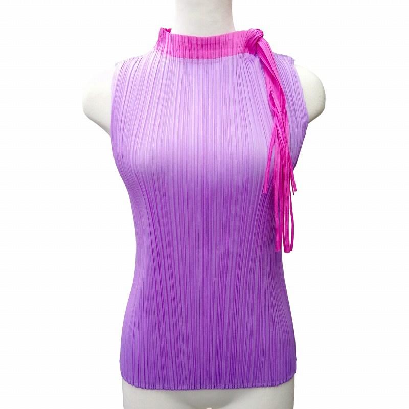 【美品】me ISSEY MIYAKE 変形カットソー ハイネック パープル me ISSEY MIYAKE シワ加工 ハイネック カットソー 美品】me