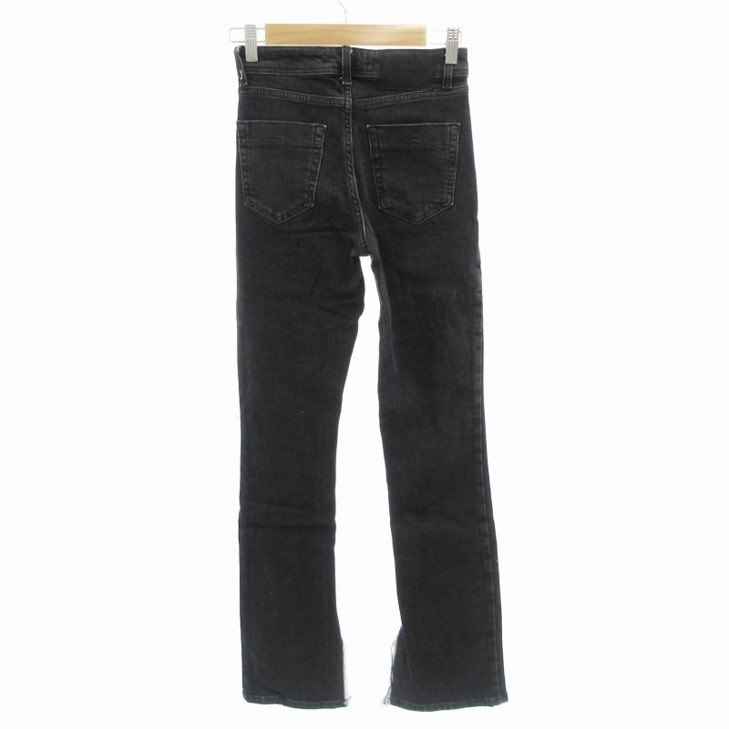 ZARA ザラ デニム ジーンズ スキニー カットオフ スリット 32 XS 黒 