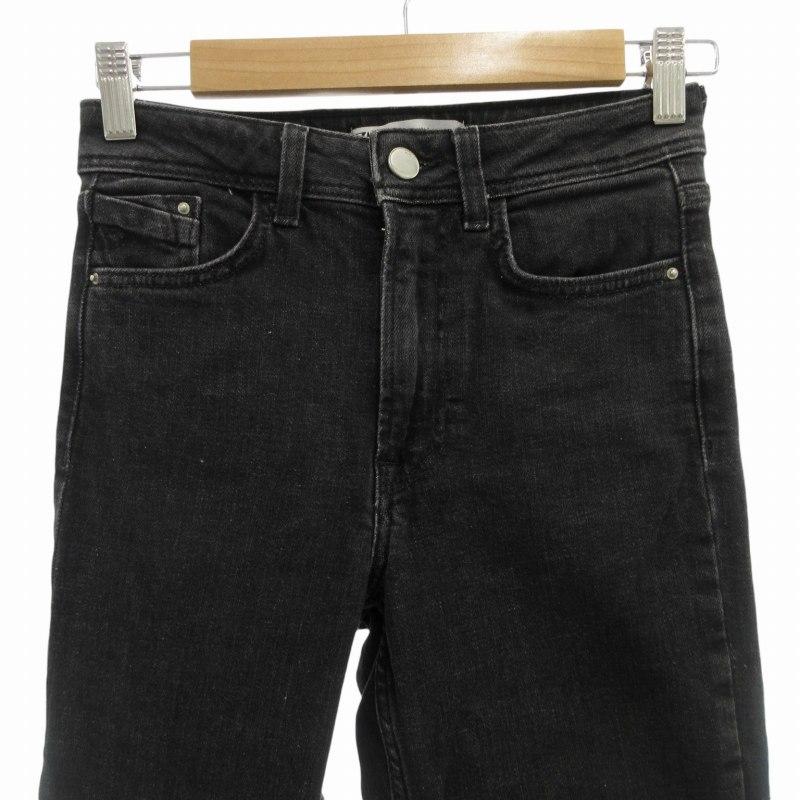 ZARA ザラ デニム ジーンズ スキニー カットオフ スリット 32 XS 黒 