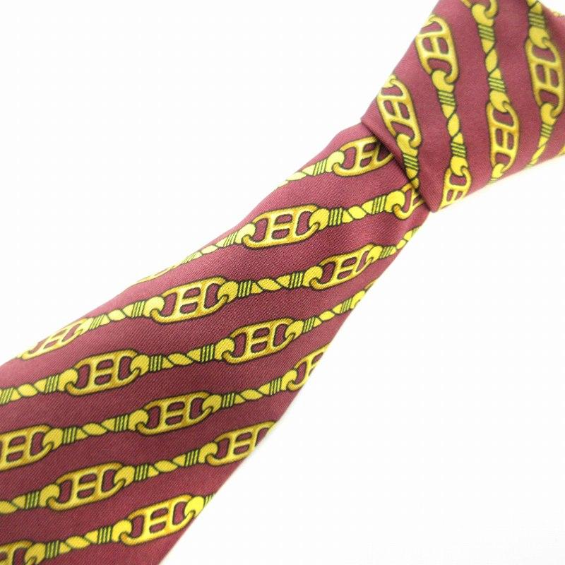 HERMES（エルメス） ネクタイ レギュラータイ シルク 総柄 チェーン柄
