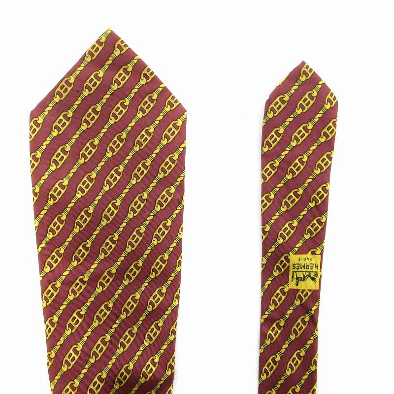 HERMES（エルメス） ネクタイ レギュラータイ シルク 総柄 チェーン柄
