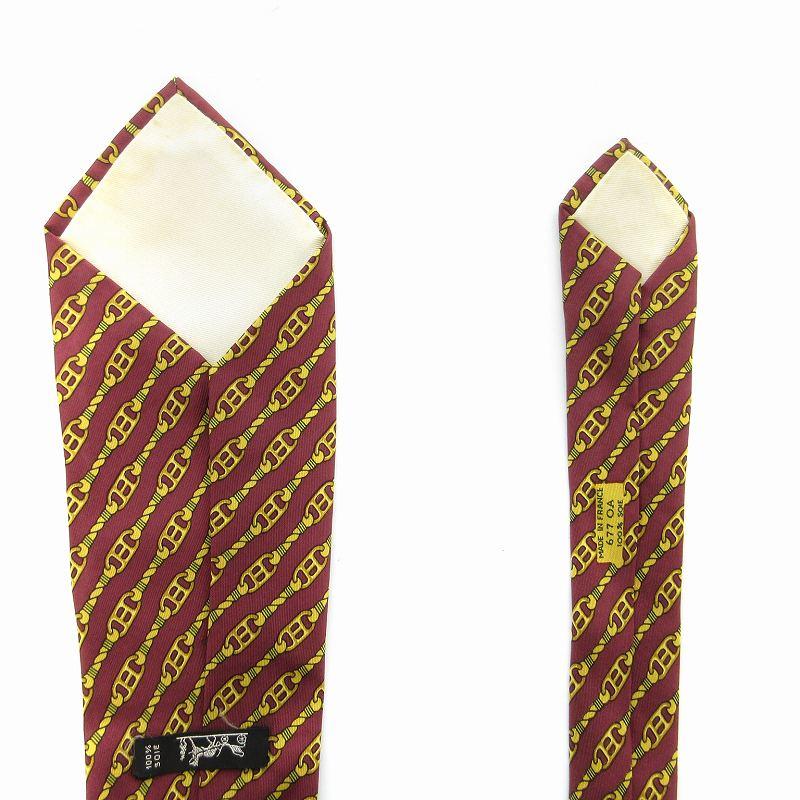 HERMES ネクタイ ストライプ柄 エンジ色 HERMES ネクタイ ストライプ柄 エンジ色 HERMES ネクタイ ストライプ柄