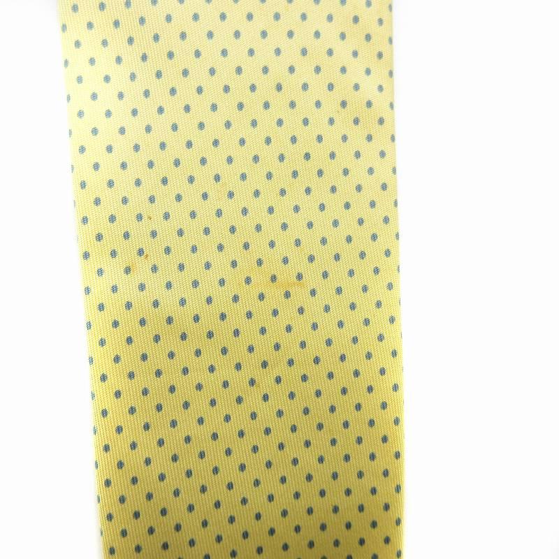 HERMES エルメス ネクタイ ドット柄 イエロー HERMES エルメス ネクタイ レギュラータイ 絹 シルク ドット柄