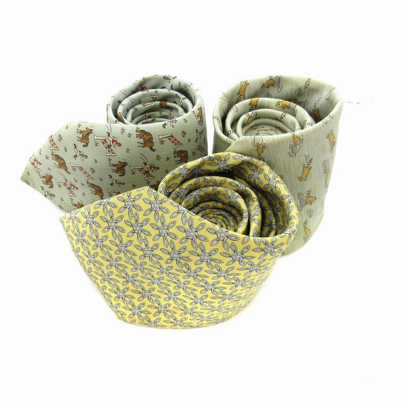 HERMES エルメス ネクタイ3本セット レギュラータイ 絹 シルク 総柄