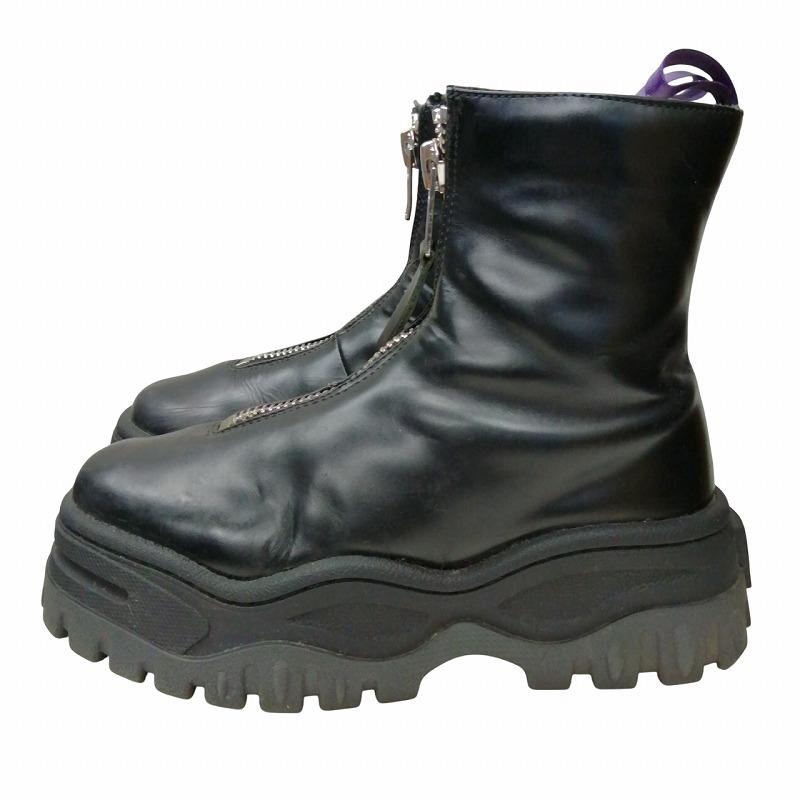 エイティーズ EYTYS フロントジップ ブーツ レザー 厚底 ブラック 36 