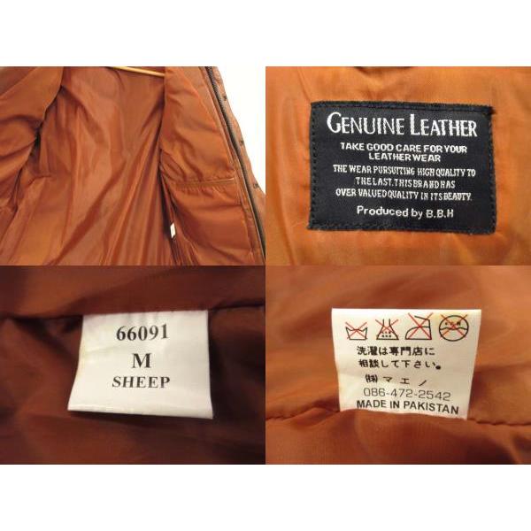 【中古】B.B.H BBHクロージング シープスキン 中綿 ジャケット 羊革 レザー ブラウン M メンズ B.B.H BBHクロージング シープスキン 中綿 ジャケット 羊革 レザー