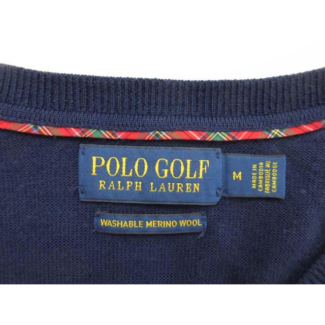 ポロゴルフ ラルフローレン POLO GOLF RALPH LAUREN ウォッシャブル メリノウール Vネック セーター ニット ネイビー M メンズ｜vectorpremium｜05