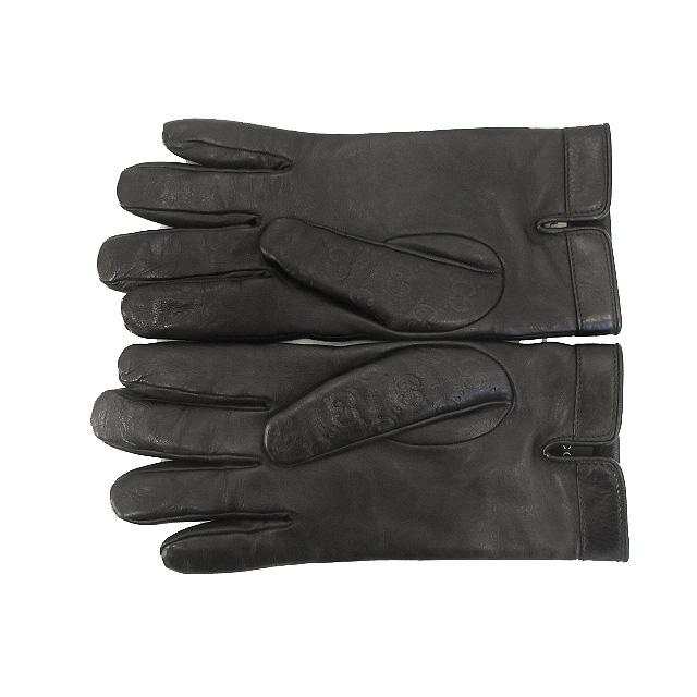 GUCCI（グッチ） GUCCI GG柄 レザーグローブ 本革 手袋 8 1/2 ブラック 