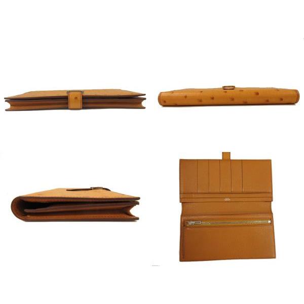 HERMES エルメス BEARN ベアン オーストリッチレザー 長財布 2つ折り C