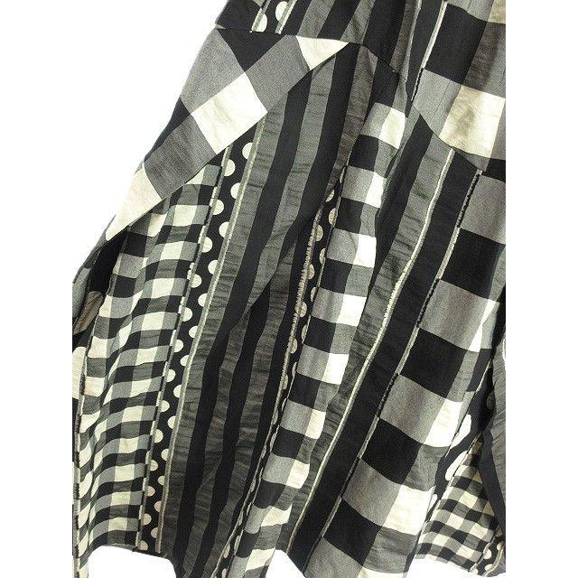 ジウ 慈雨 ジャガード スカート 切替 変形 2023年 40 アイボリー 黒  