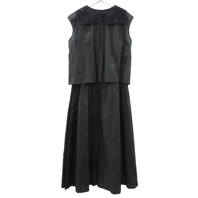 インゲボルグ INGEBORG クロシェ風モチーフ使い ワンピース レイヤード  