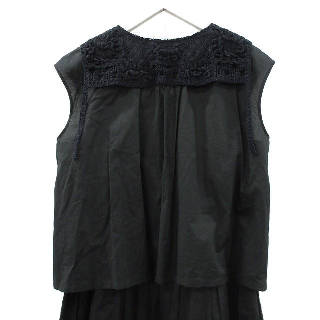 インゲボルグ INGEBORG クロシェ風モチーフ使い ワンピース レイヤード  