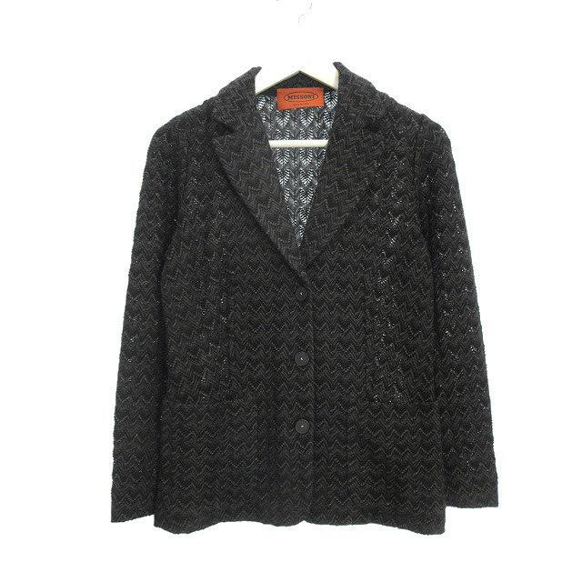 ミッソーニ MISSONI ニット ジャケット 40 ブラック 黒 グレー 