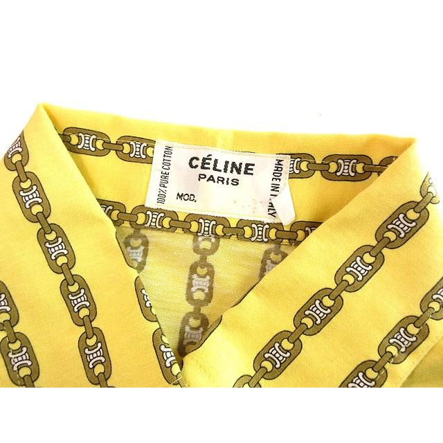 CELINE セリーヌ ヴィンテージ シャツ ブラウス チェーン プリント 38 