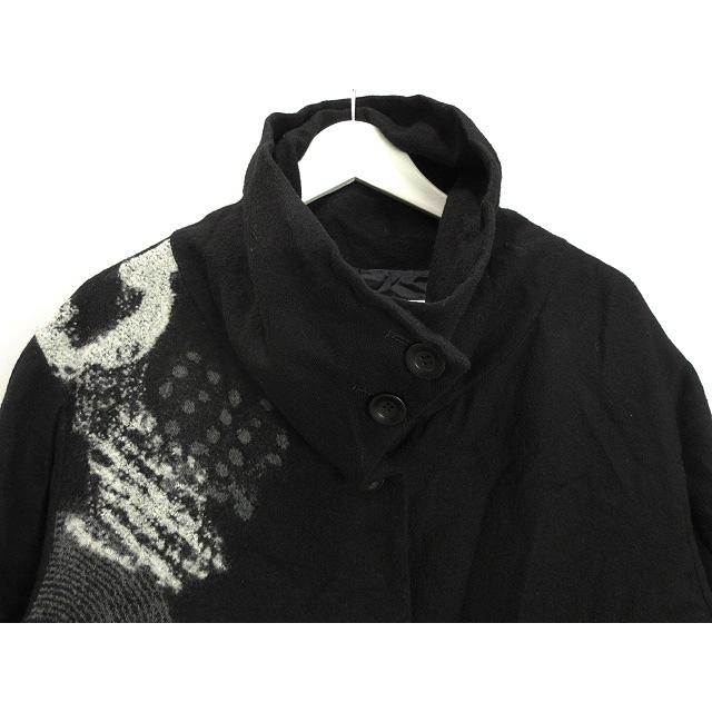 慈雨黒刺繍ウールコート