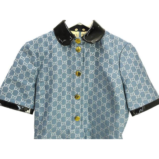 GUCCI グッチ GG ジャガード ワンピース 38 ブルー系 ウール