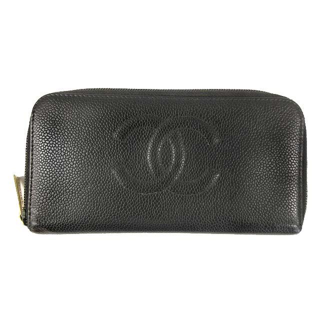 CHANEL シャネル 長財布 キャビアスキン ラウンドジッパー ココ