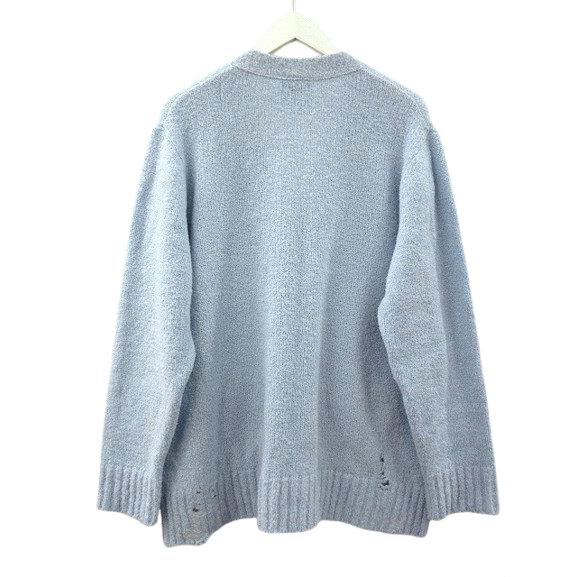 シシ sisii ダメージ ニット カーディガン DAMAGED CARDIGAN 1 ブルー