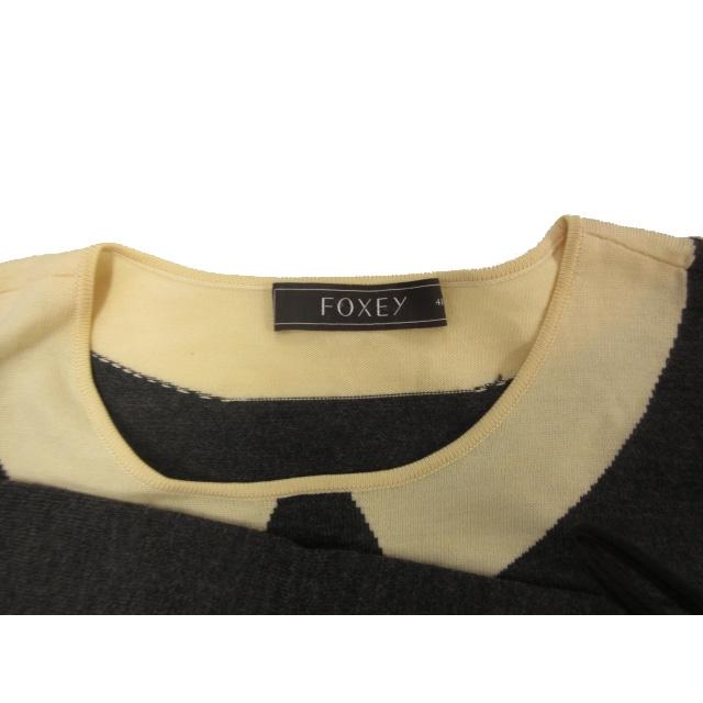 フォクシー　長袖セーター　40サイズ　チャコールグレー FOXEY（フォクシー） インターシャカラー セーター ウール 40