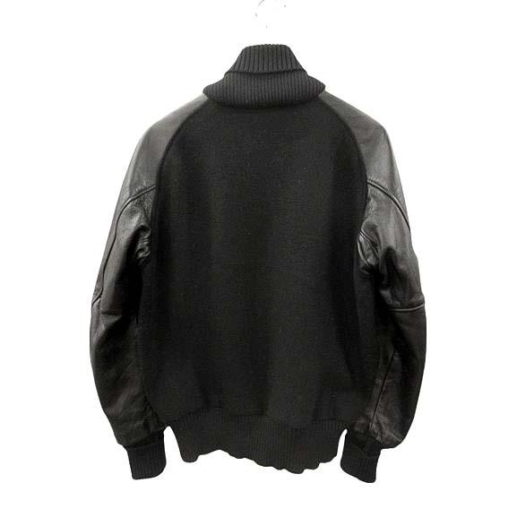 スクーカム SKOOKUM 袖レザー スタジャン USA製 ブラック レザー切替