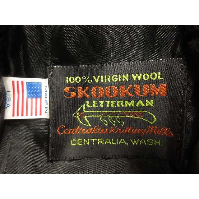 スクーカム SKOOKUM 袖レザー スタジャン USA製 ブラック レザー切替