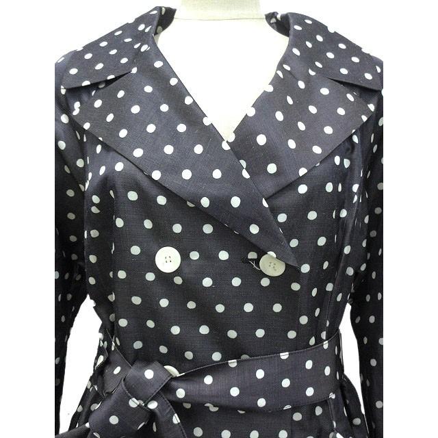 【美品】グレースクラス　トリアセリネンドット柄トレンチコート　36 ネイビー 美品】グレースクラス トリアセリネンドット柄トレンチコート 36