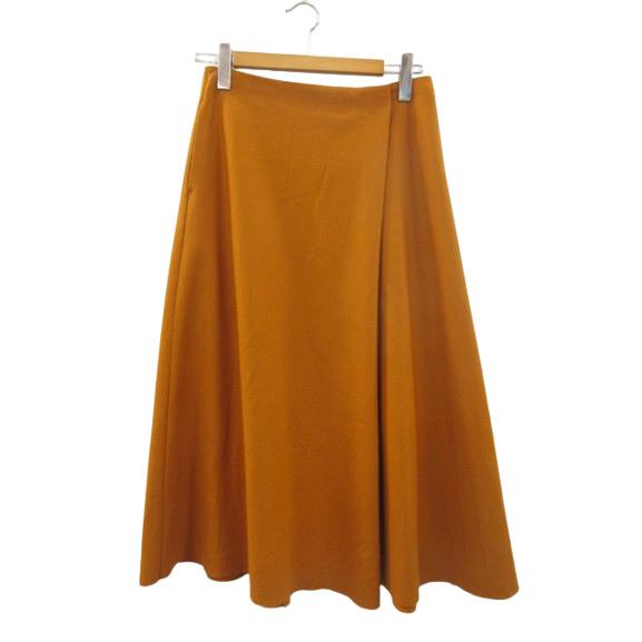 イエナ IENA ハード圧縮フレアスカート ロング オレンジ系 ウール 40 L  